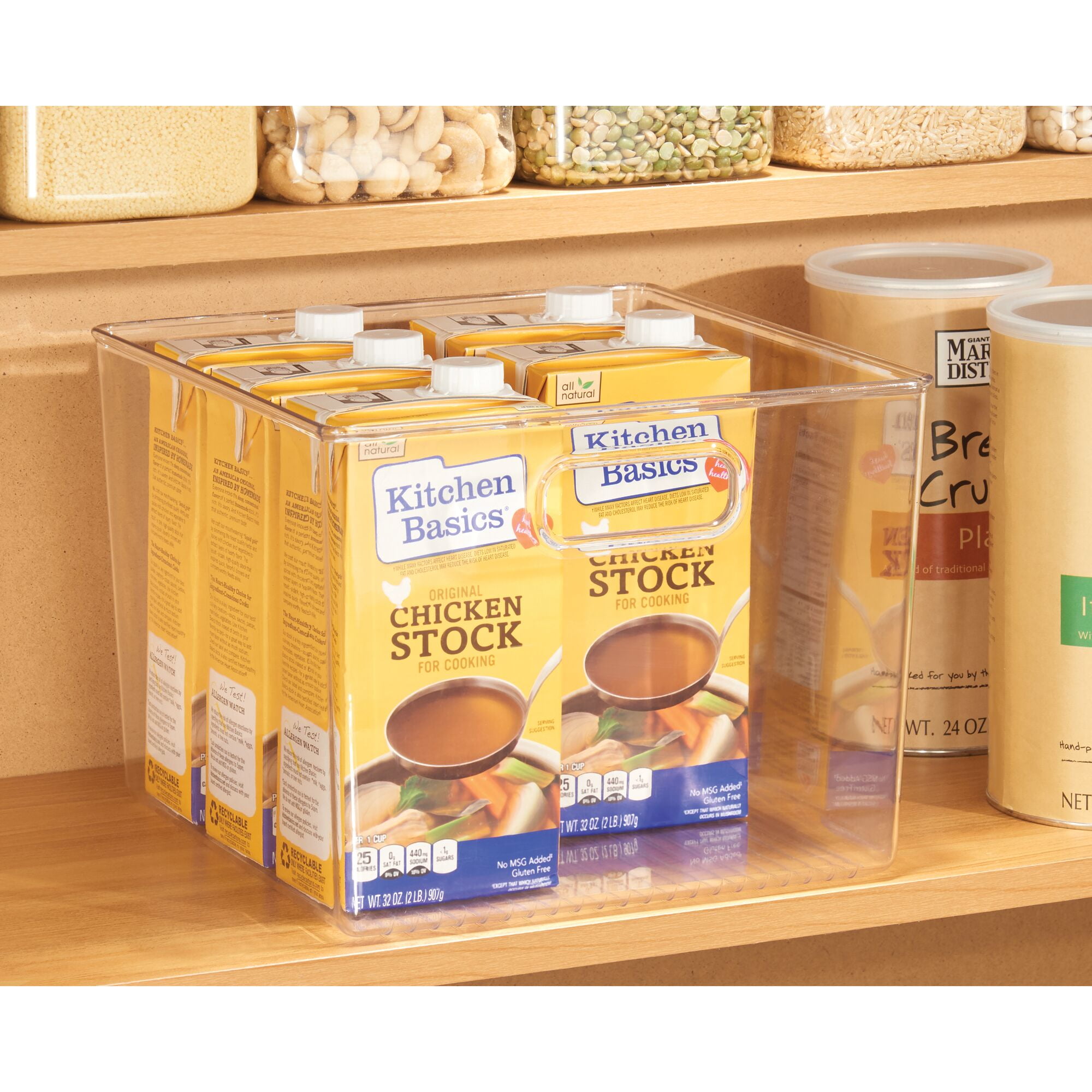 mDesign Plastic Kitchen Pantry Storage Organizer Bin with Handles, 8 Pack, Clear