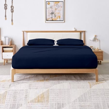 VEGAS HOTEL COLLECTION Amazon Coziest 4-PCs Sheet Set 600 TC World Finest Egyptian Cotton Guarantee! Deep Pocket 18" inch (Cal-King Size) Solid Navy Blue Color