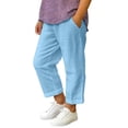 thumbnail image 2 of Quotay Kids Capri Pants Summer Casual Wide Leg Elastic Waist Cropped Beach for Girls Boys Trousers for Girls 4-15 Years Light Blue,14-15 Years, 2 of 5