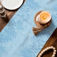 thumbnail image 3 of Blue Leaves Table Runner - 90 Inch Long Summer Botanical Pastoral Cotton and Linen Blended Dress Scarves Farmhouse Table Runner for Kitchen Dining, Coffee Table, 13" x 90", 3 of 8