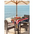 thumbnail image 3 of Outdoor Tablecloth with Umbrella Hole for Patio/Picnic/Party/Camping, Vintage Truck 4th of July Waterproof Table Cloth Square Cover Washable, Blue Star Red Striped (54"x 54"), 3 of 9