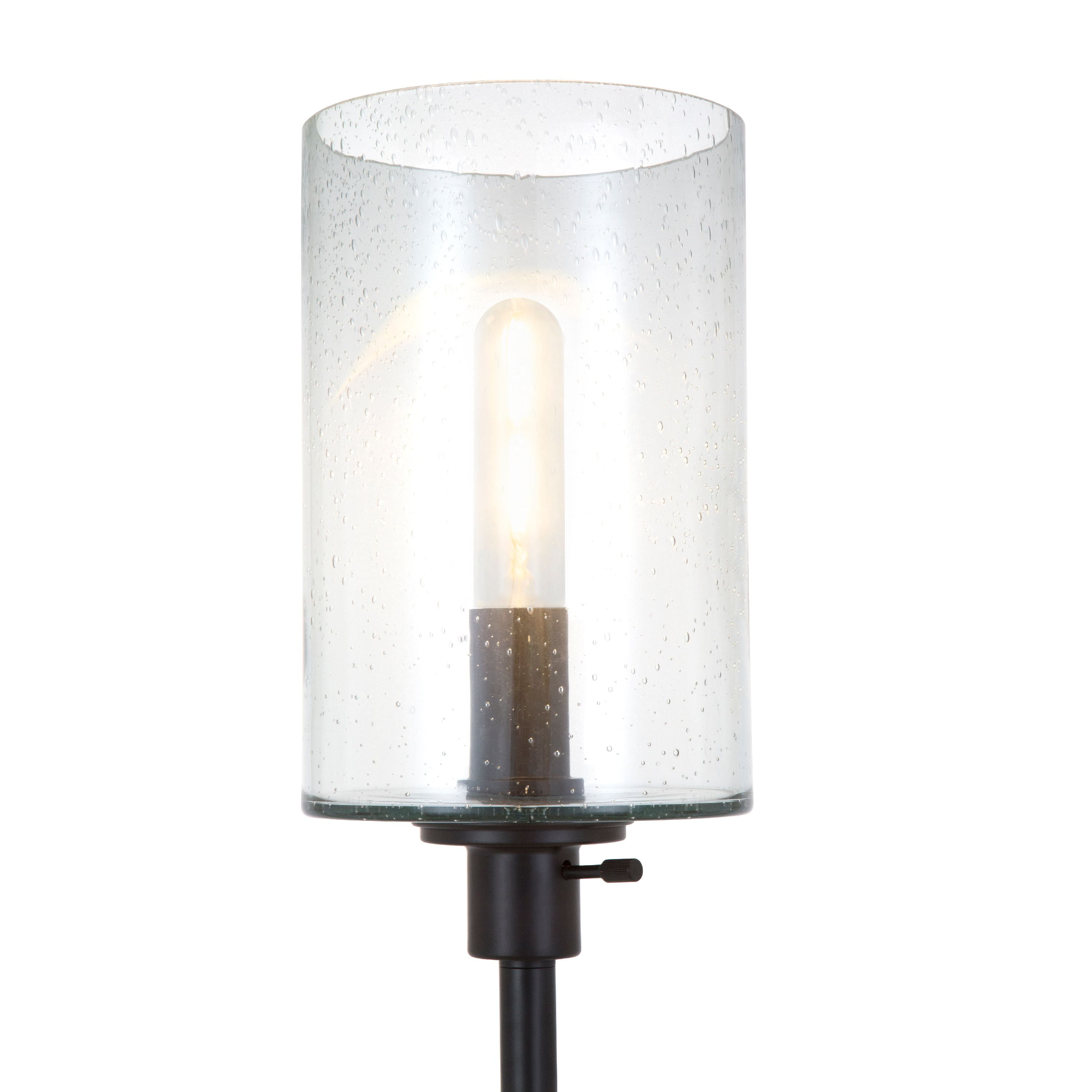 Evelyn&Zoe Industrial Metal Floor Lamp with Seeded Glass Shade