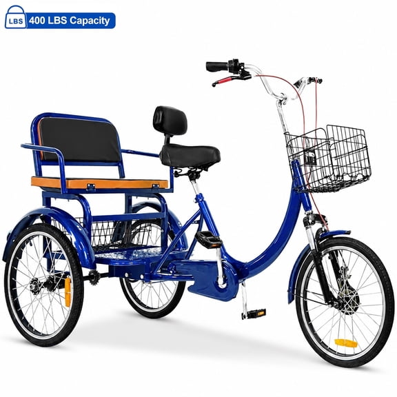 Adult Tricycle, Lukstr 20 Inch 3-Wheel Cruiser Bike, Low Step-Through Trike with Basket, Adults Tricycle for Women, Men