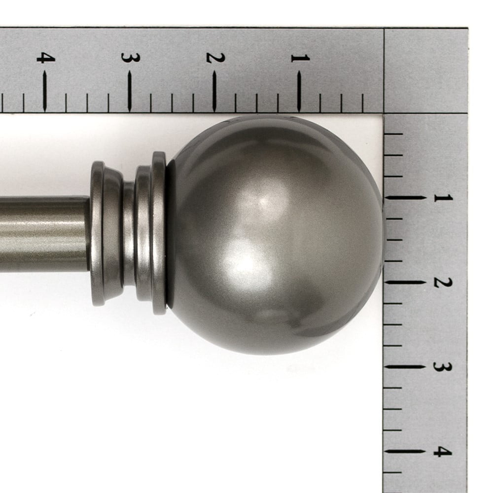 Lumino 1" and 5/8" Pewter Classic Ball Adjustable Double Curtain Rod Set, 42"-120"