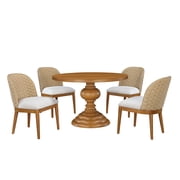 My Texas House Perry Round Dining Table with Warm Brown Finish and Pedestal Base