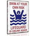 thumbnail image 1 of Letrero metálico para piscina AUCIO Swim At Your Own Risk, 20 x 30 cm, 1 of 7