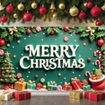 thumbnail image 3 of Festive Design Merry Christmas Banner Decorative Holly Candy Cane for Holiday Party Indoor Celebration Winter Event, 3 of 9