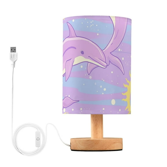 Dolphins Jumping Table Lamp for Desk Nightstand Lamp with USB Modern Gifts for Bedroom Living Room Kids Room