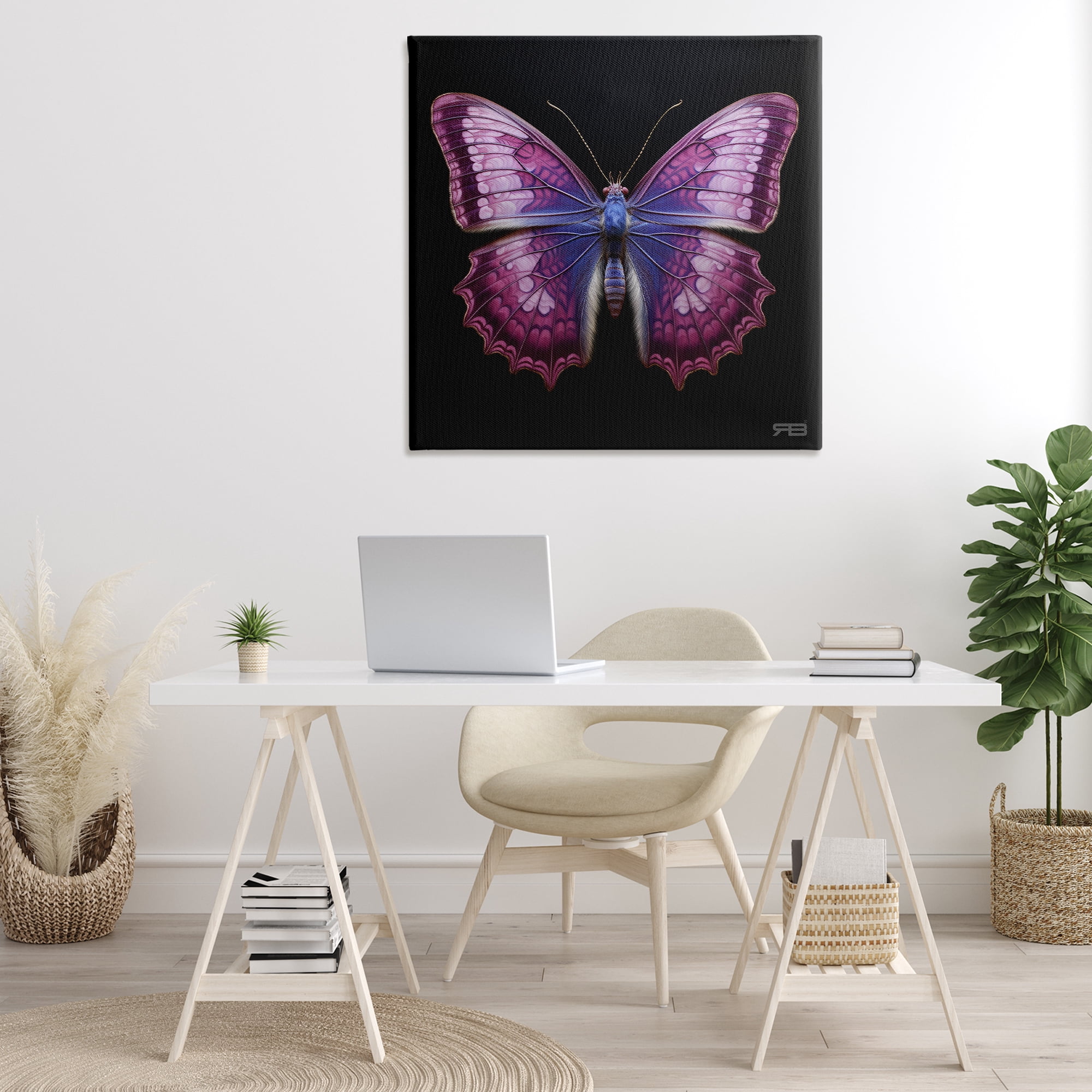 Stupell Industries Vivid Purple Butterfly Animals & Insects Painting Gallery Wrapped Canvas Art Print Wall Art, 36 x 36