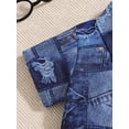 thumbnail image 5 of HWJAD 6M-3Y Toddler Boys Denim Print Outfit Kids Short Sleeve Button Down Shirt & Shorts Set Infant Baby Boy Summer Clothes, 5 of 8