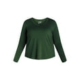 thumbnail image 5 of Terra & Sky Women’s Plus V Neck Tee with Long Sleeves, Available in 1 and 3-Packs, Sizes 0X-5X, 5 of 5