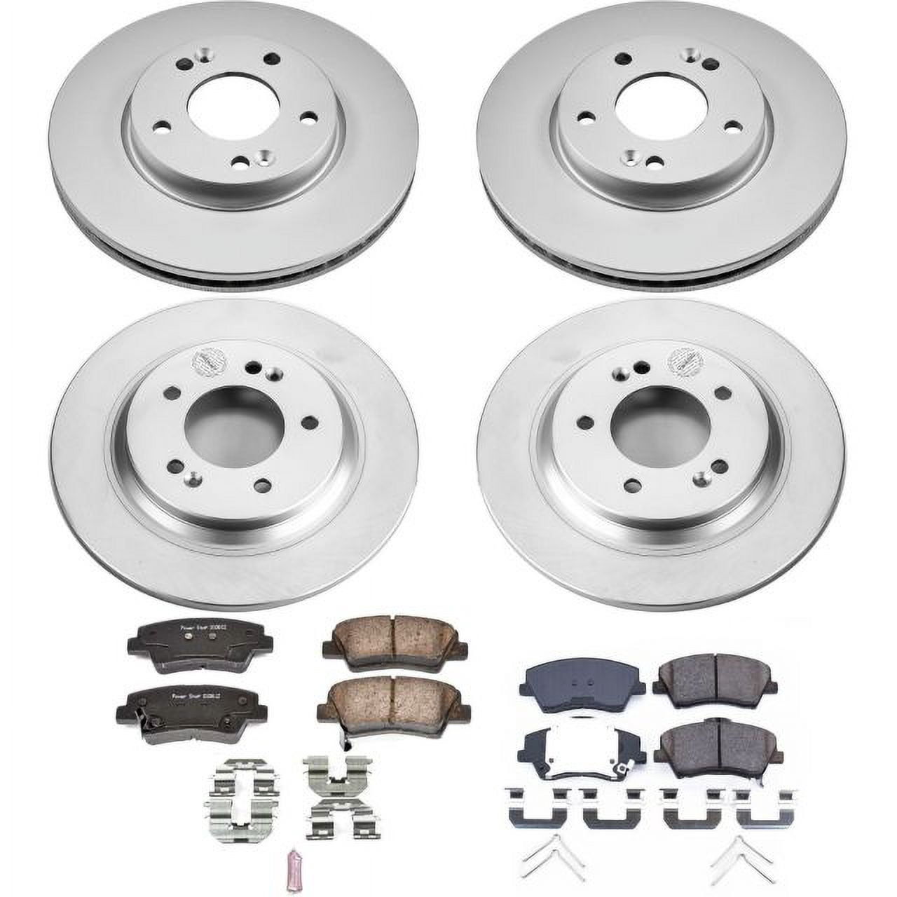 PowerStop Front and Rear Geomet Coated Brake Rotor and Pad Kit Fits: HYUNDAI Select Models CRK7580