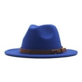 thumbnail image 1 of Womens Classic Wide Floppy Panama Hat Belt Buckle Wool Fedora Hat, 1 of 1