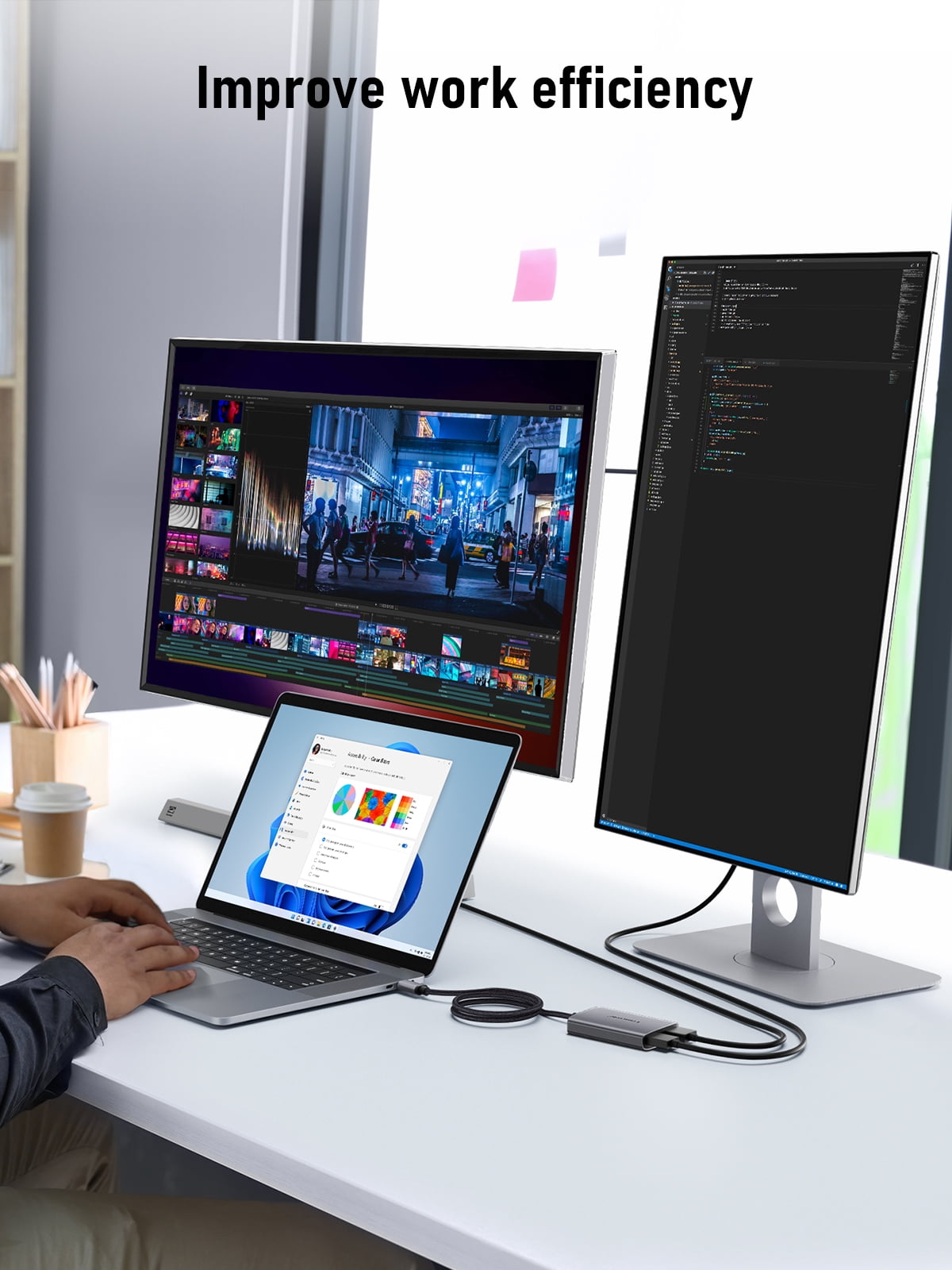 Lemorele USB C to Dual HDMI Adapter, Type C to 4K HDMI Display, Hub with 2 HDMI for Laptops HP/Dell/Lenovo/MacBook