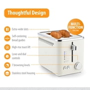 Toastmaster 2-Slice Multi-Function Toaster - Star White with Lever and Dial Controls, Extra Wide Slots, High Rise Toast Lift and Gluten Free Setting, 900W