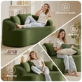 thumbnail image 4 of COOLHUT 65" 3 Seater Sofa Couch, Plush Floor Sofa Couch with Cozy Cushions & 3 Pillows, Curved Back Teddy Fabric Sofa for Living Room, Small Space, Green (Sofa-in-a-Box), 4 of 11