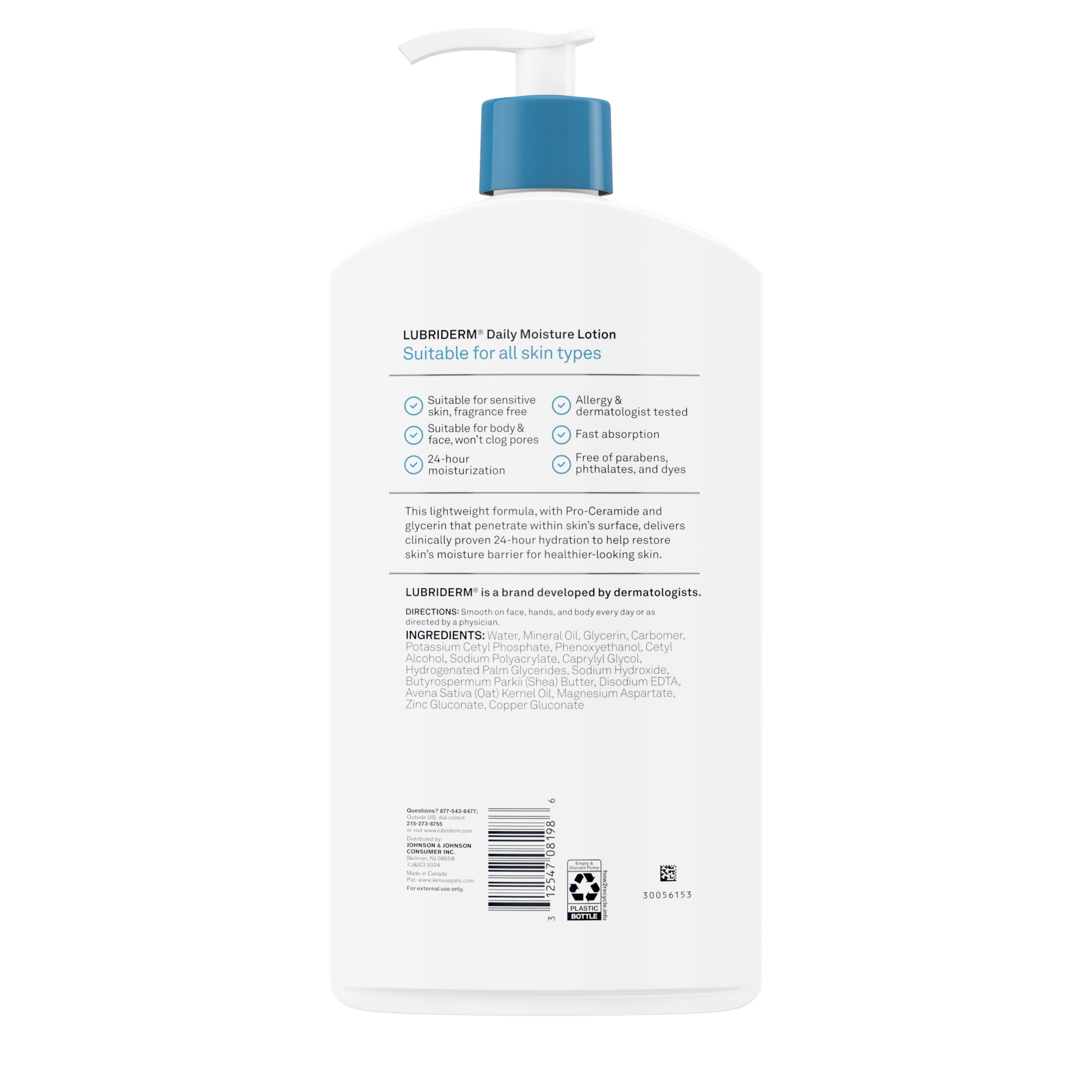 Lubriderm Daily Moisture Body Lotion + Pro-Ceramide, Value-Size, 32 fl. oz