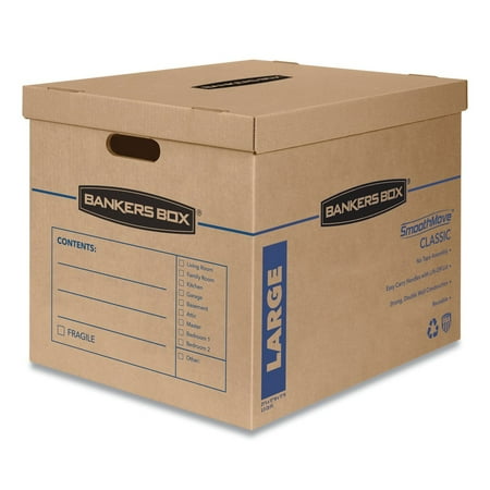 Bankers Smooth Move Classic Moving and Storage Boxes - Large, Brown Kraft/Blue (5/Carton) 7718201
