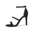 thumbnail image 6 of BLISSFUL STEP Women's Shoes Faux Suede Stiletto High Heel Open Toe Adjustable Ankle Strap Sandals  Black 8, 6 of 8