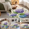 thumbnail image 5 of Round Rugs 5Ft, Purple Blue Flowers Round Area Rug Washable Indoor Throw Carpet, Farmhouse Botanical Watercolor Floral Soft Non Slip Circle Rug for Cabinet Bathroom Home Decor Aesthetic, 5 of 8