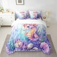 thumbnail image 2 of Erosebridal Floral Seahorse Bedding Sets Twin Size,Underwater World Comforter Sets with Sheets,Sealife Decoration,Breathable,7pcs, 2 of 6