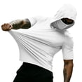 thumbnail image 5 of ZVNAΖH Men's Sun Protection Hooded T-Shirt, Short Sleeve Athletic Top with Face Mask for Workout & Outdoor, S-3XL, 5 of 7