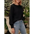thumbnail image 5 of Arvbitana Women's Casual Knit Sweaters Solid Color Lantern Long Sleeve Pullover Jumper Tops Ladies Loose Knitwear Streetwear Fall Daily Clothes, 5 of 7