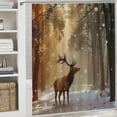 thumbnail image 6 of Orinice Deer Snow Forest Bathroom Decor Set with Hooks - Colorful Luxurious Polyester Fabric Shower Curtain Set for Bathroom 69x72, 6 of 7
