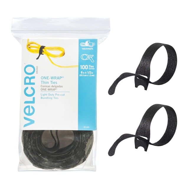 Bridas para cables marca VELCRO ONE-WRAP, 100 unidades, 8 cm x 1,3 cm, negras