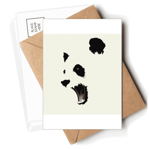 Panda Black White Open Mouth Color Block Postcards Envelopes Blank Note Cards Mailing