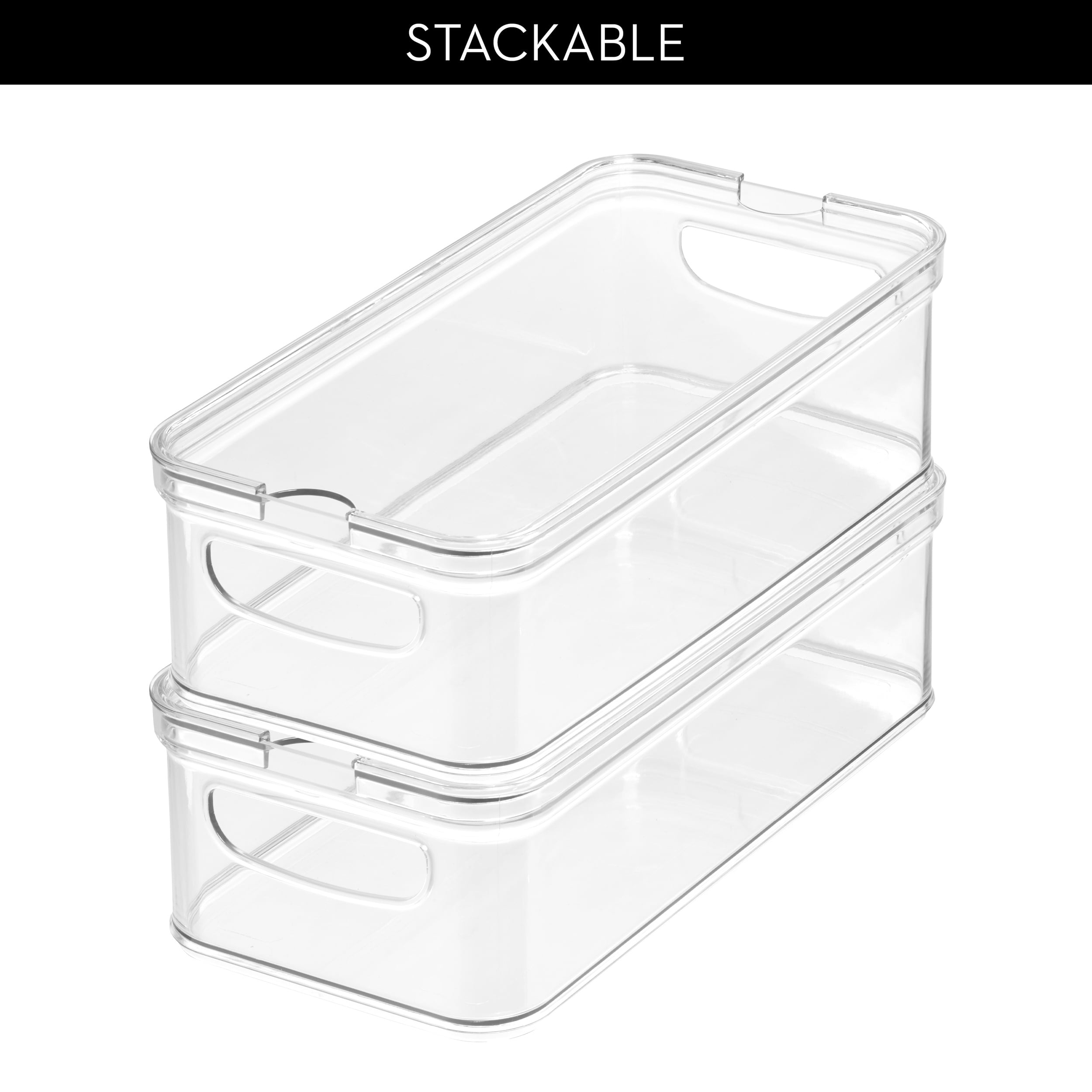 iDesign Stackable Fridge Organizer Bins with Lid for Fresh Produce - Ideal for Fruits, Vegetables, and Snacks