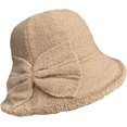 thumbnail image 5 of CoCopeaunts Women Girls Bucket Hat Winter Bowknot Bucket Cap Foldable Cloche Party Daily Costume Accessory Warm Soft Cloche Cap, 5 of 8