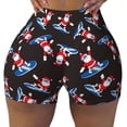thumbnail image 2 of Logiee Surfing Santa Print Women's Biker Shorts,Workout Gym Shorts,Scrunch Shorts,Tummy Control Hidden Scrunch Running Yoga Shorts-Medium, 2 of 8