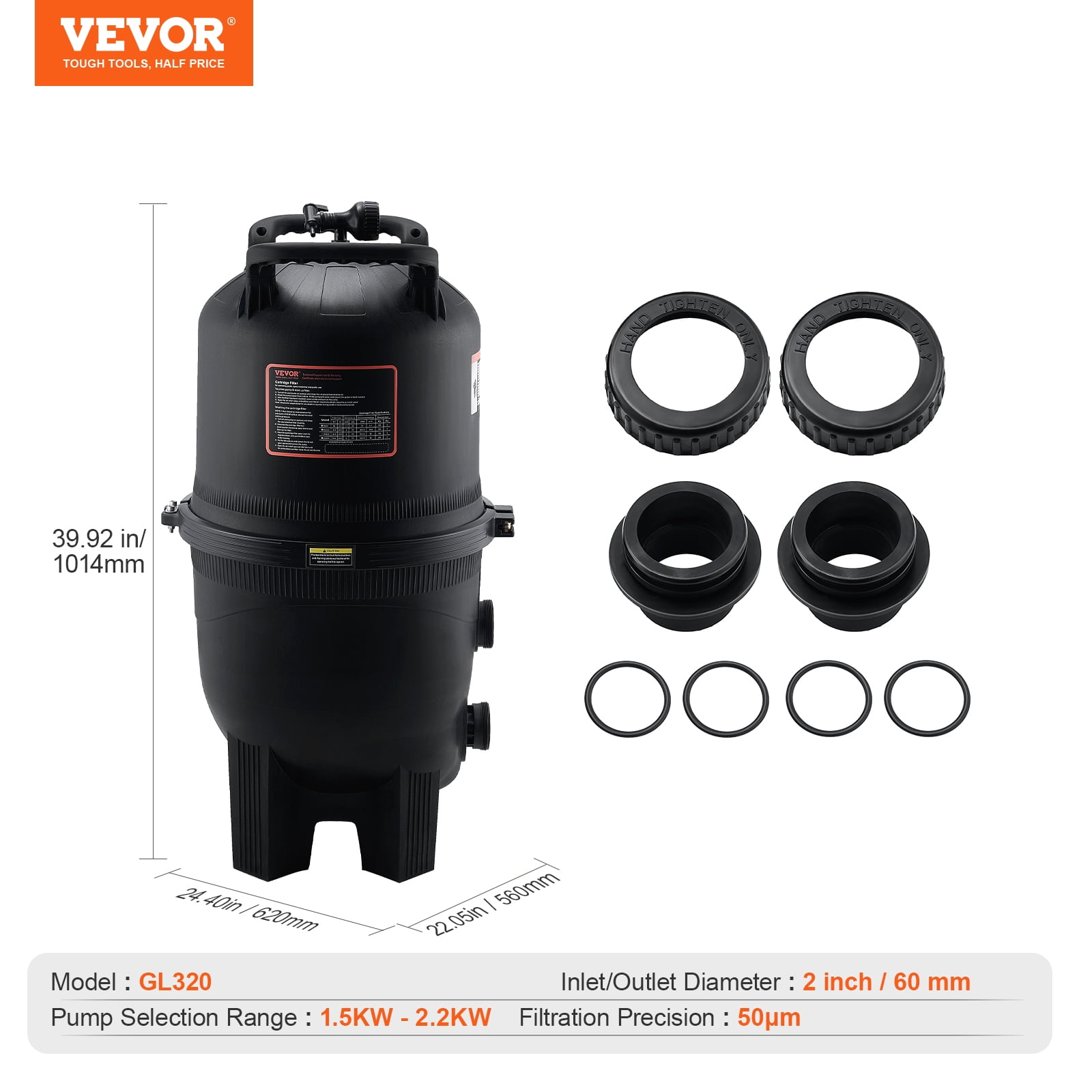 KFFKFF 325Sq.Ft Pool Cartridge Filter In/Above Ground Swimming Pool Filtration