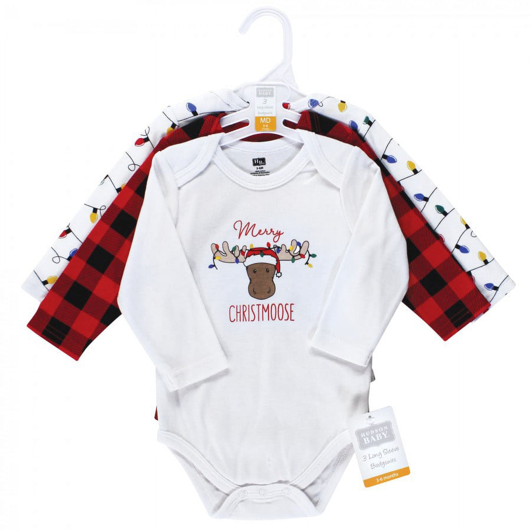 Hudson Baby Cotton Long-Sleeve Bodysuits, 3- Pack, Newborn- 24 Months