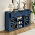 thumbnail image 3 of CQSXDA 55 Inch Sliding Barn Door Buffet Cabinet with 3 Drawers and Adjustable Shelves for Living Room Storage, 
Navy Blue, 3 of 19