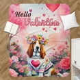 thumbnail image 4 of Hello Valentine’s Day Basset Hound Flower Crown Romantic Pink Floral Cozy Sherpa Blanket Bassets Dog Breed Lovers Gifts Idea Warm Soft Throw Blanket - 00031, 4 of 5