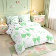 thumbnail image 2 of Manfei Cute Bowtie Polkadot 7-Piece Twin Bedding,Green Dreamy Bowknot Bedding Comforter Set,Polkadot Reversible, 2 of 7