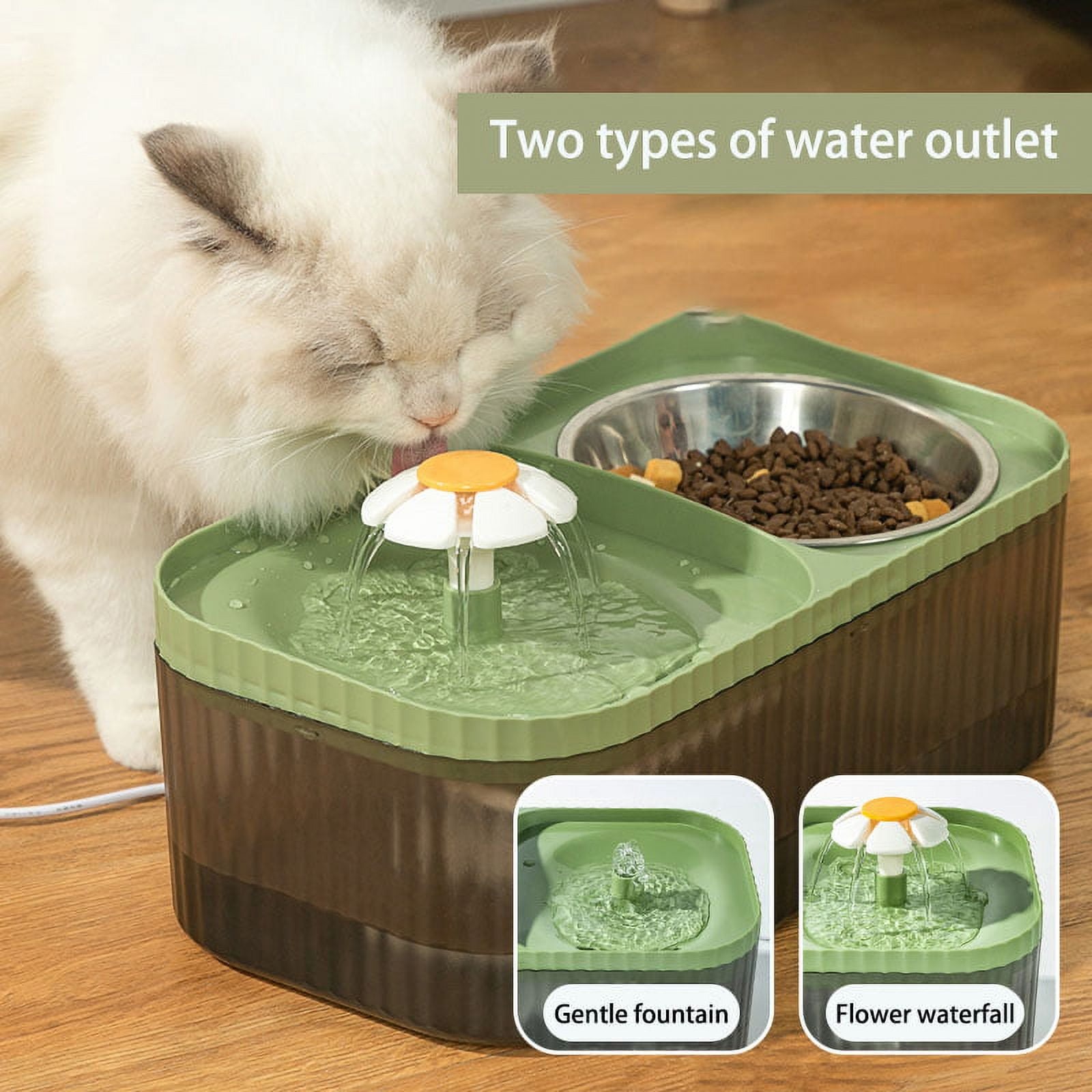 3 in 1 Elevated Cat Bowl with Water Fountain - Furvenzy