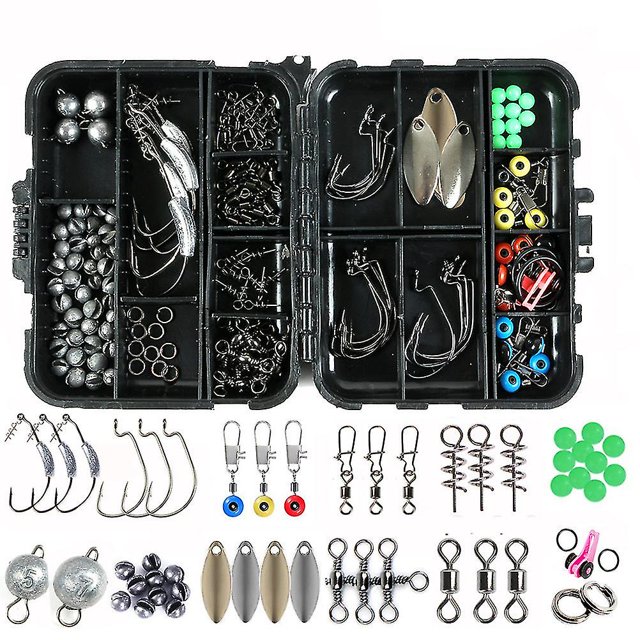 Juego de accesorios para aparejos de pesca, 155 Uds., broches giratorios, anzuelos de plomo, juego de caja de cuentas para carpa kaili Sencillez
