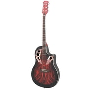 41 inch Full-Size Cutaway Acoustic-Electric Guitar Grape Voice Hole Spruce Top Round Back Sunset Red