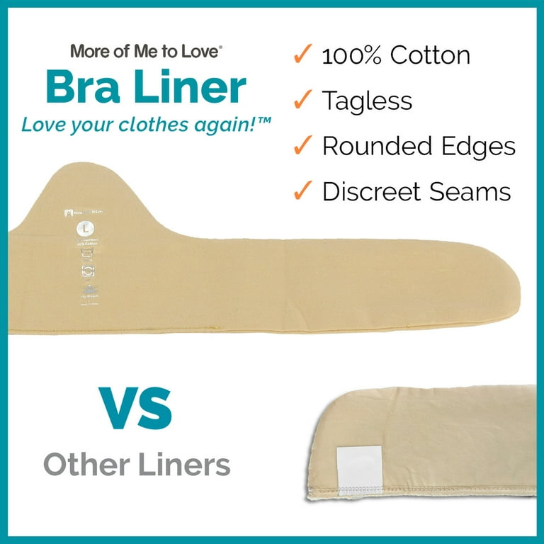 100% Cotton Bra Liner 3-Pack, Size: Large, White by More of Me to