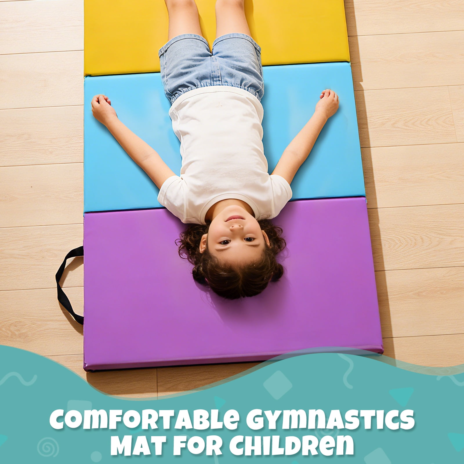 5-Panel Thick 1.6" Folding Gymnastics Gym Exercise Mat Tumbling Mat for Kids for Yoga, Pilates, Stretching