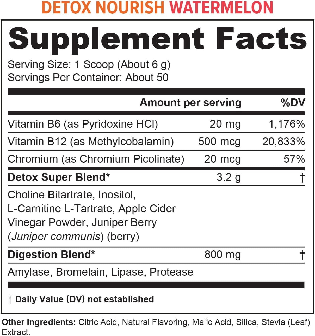 Vitauthority Detox Nourish Dietary Supplement Powder, Metabolism Support & Digestion Aid, Watermelon, 10.9 oz