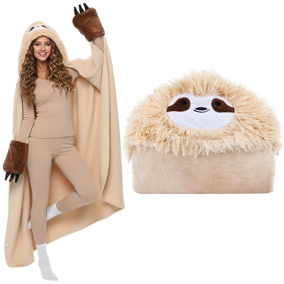 Ninonly Couverture à Capuche Portable pour Femmes, Couverture en Flanelle Douce Surdimensionnée avec Gants, Cadeaux de la Saint-Valentin pour Elle Maman Petite Amie, Papillon de Nuit