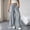 Gray, variant on FEIIBMOYRIA Women Pants Elastic Drawstring Waist Crinkle Textured Wide Leg Long Pants Loose Fit Soft Casual Vacation Lounge Daily Wear Trousers with Double Side Pockets