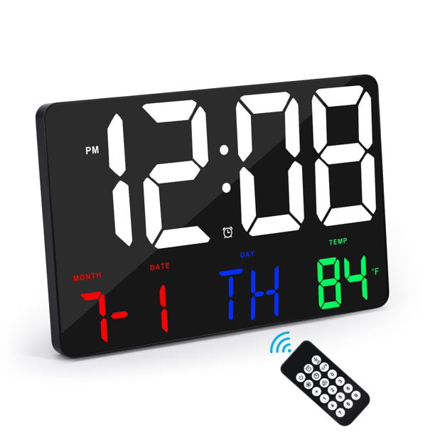 Extra Large Digit Digital Wall Clock For Elderly Date Temperature Easy To Set 