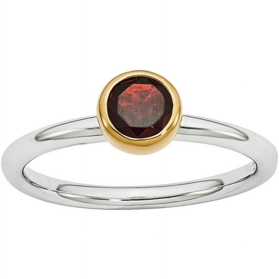 Garnet Sterling Silver with Gold-Plate Ring