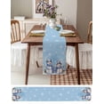 thumbnail image 4 of Table Runner 72 Inches Long for Kitchen Dining, Winter Blue Snowman Christmas Dresser Scarf Farmhouse, Dining Table Decorations for Wedding/Parties, Snowflake Xmas Tree 18 x 72 In, 4 of 9
