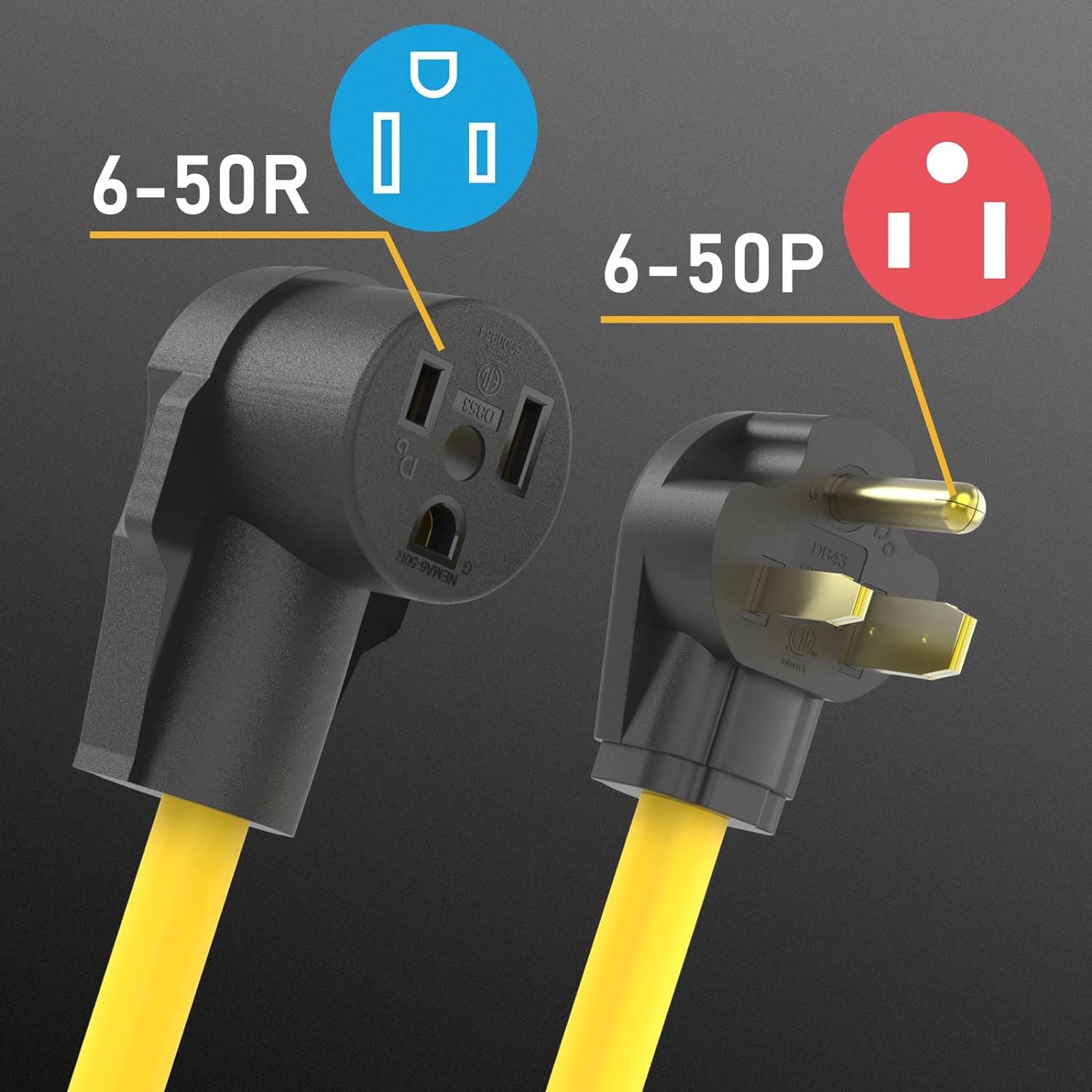 TOOLIOM 40FT 250 Volt Welder Extension Cord 10 AWG NEMA 6-50P to 6-50R Power Extension Cord for Welding Machines with ETL Approve